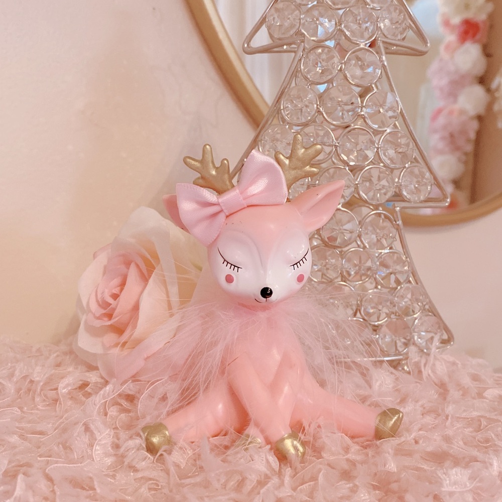 Custom pink reindeer Christmas ornament decor